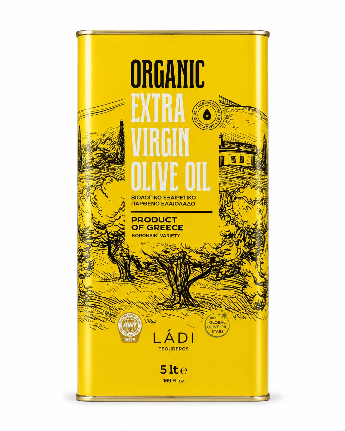 4 L Tin - ORGANIC - Extra Virgin Olive Oil - Ladi Tsouderos