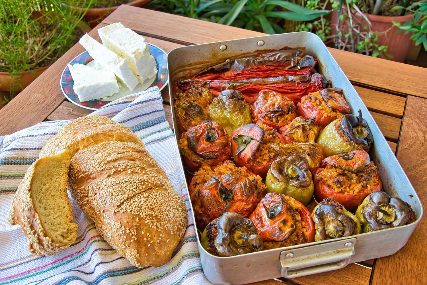 Greek gemista stuffed tomatoes peppers