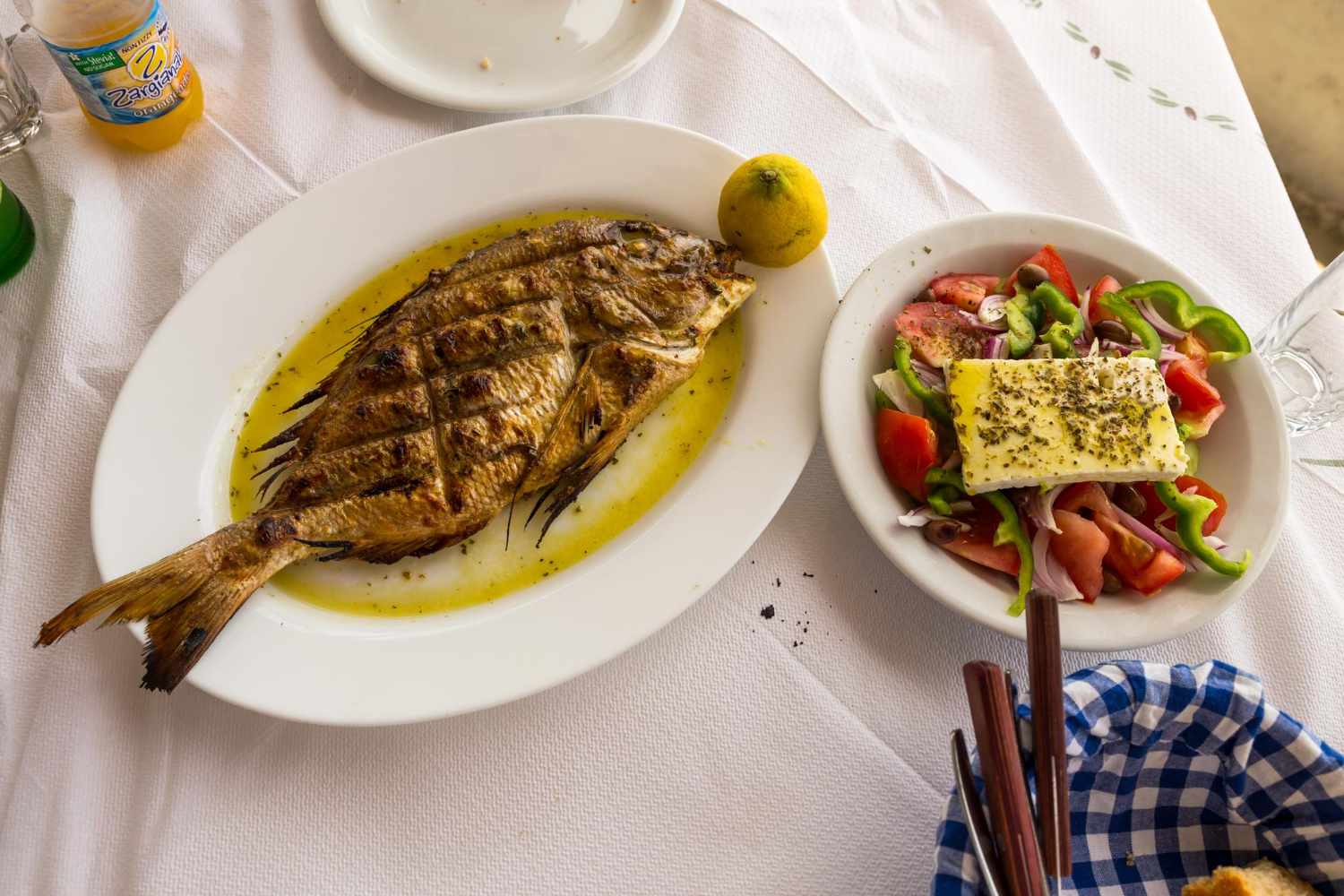 grilled sea bream lemon olive oil Mediterranean