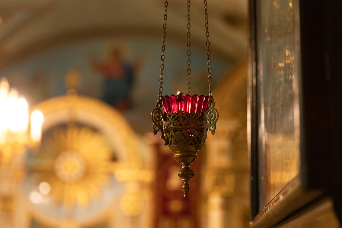 orthodox church hanging oil lamp